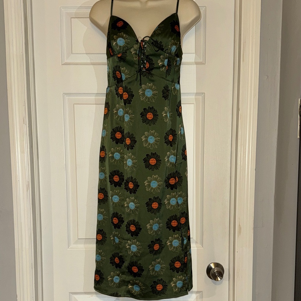 Urban Outfitters Floral Green Midi Dress